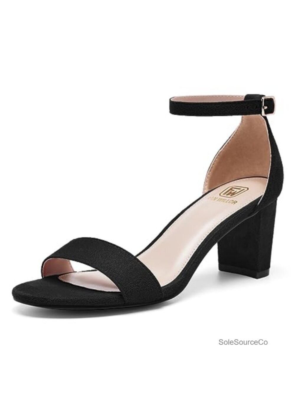 Women's Open Toe Low Chunky Block Heel Sandals Ankle Strap Suede Comfortable